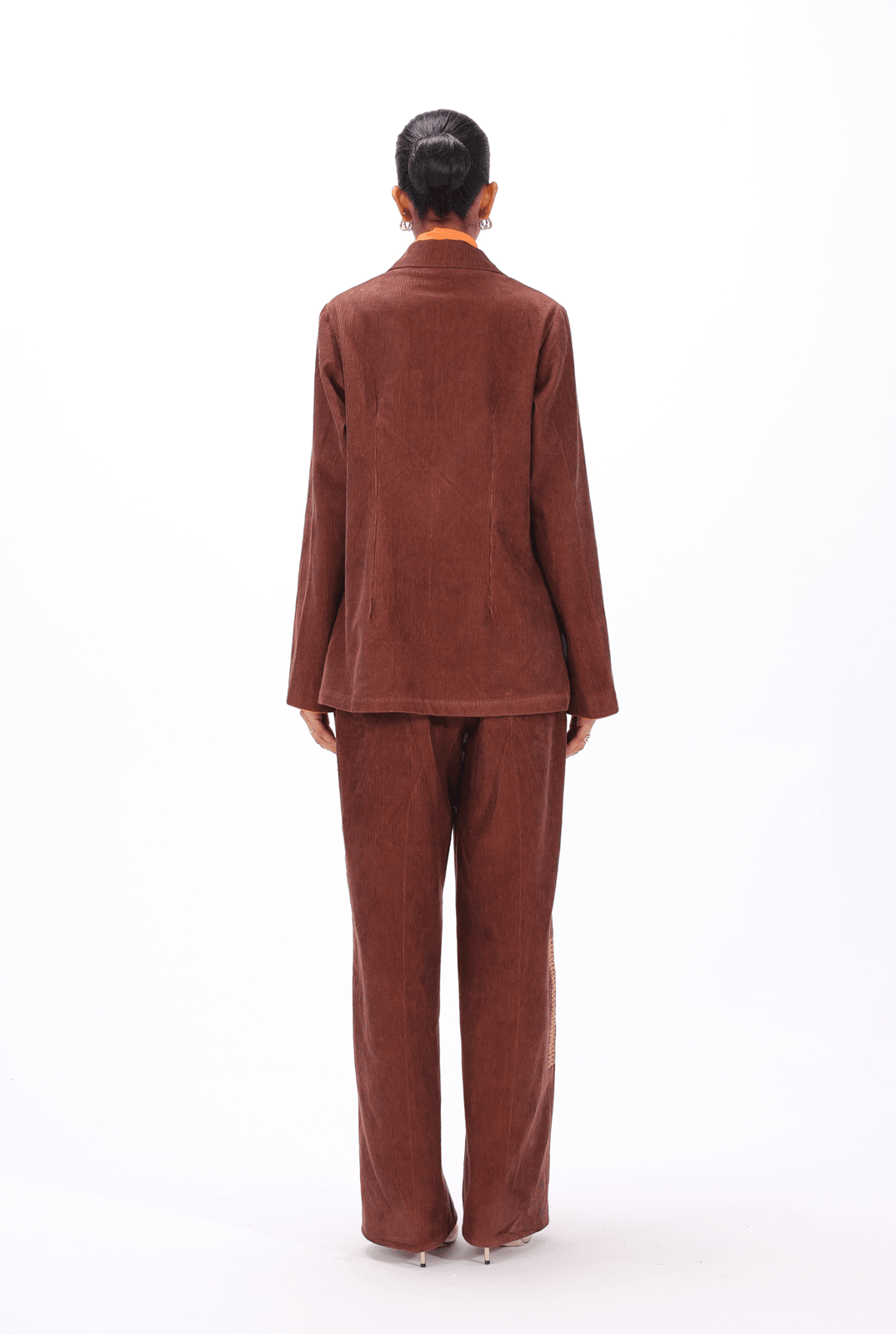 Brown Aari Blazer Co-ord Set - AMBR INDIA - #tag1# - #tag2# - #tag3# - #tag4#