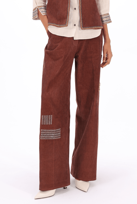 Brown Aari Trouser - AMBR INDIA - #tag1# - #tag2# - #tag3# - #tag4#
