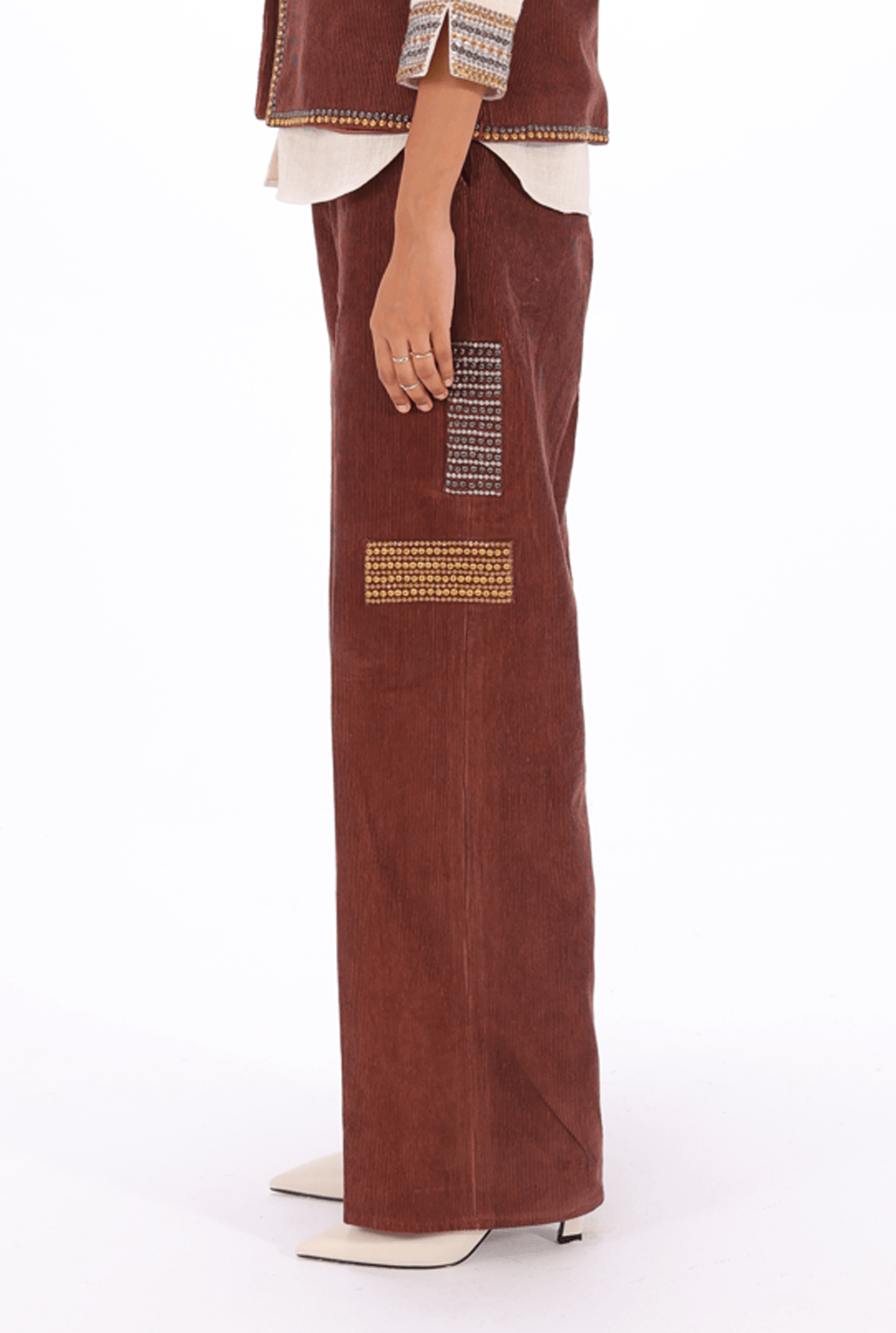 Brown Aari Trouser - AMBR INDIA - #tag1# - #tag2# - #tag3# - #tag4#
