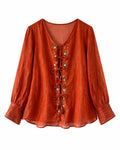 Burnt Orange Georgette Shimmer Shirt