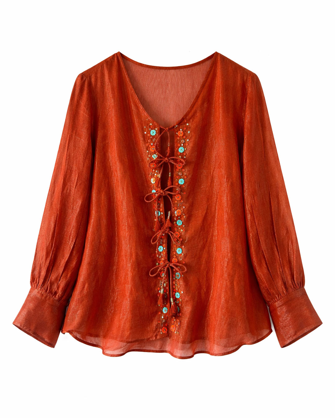 Burnt Orange Georgette Shimmer Shirt