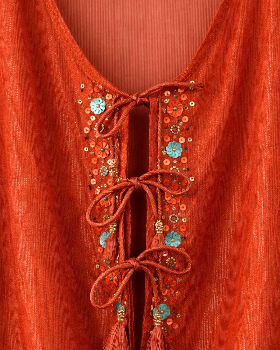 Burnt Orange Georgette Shimmer Shirt