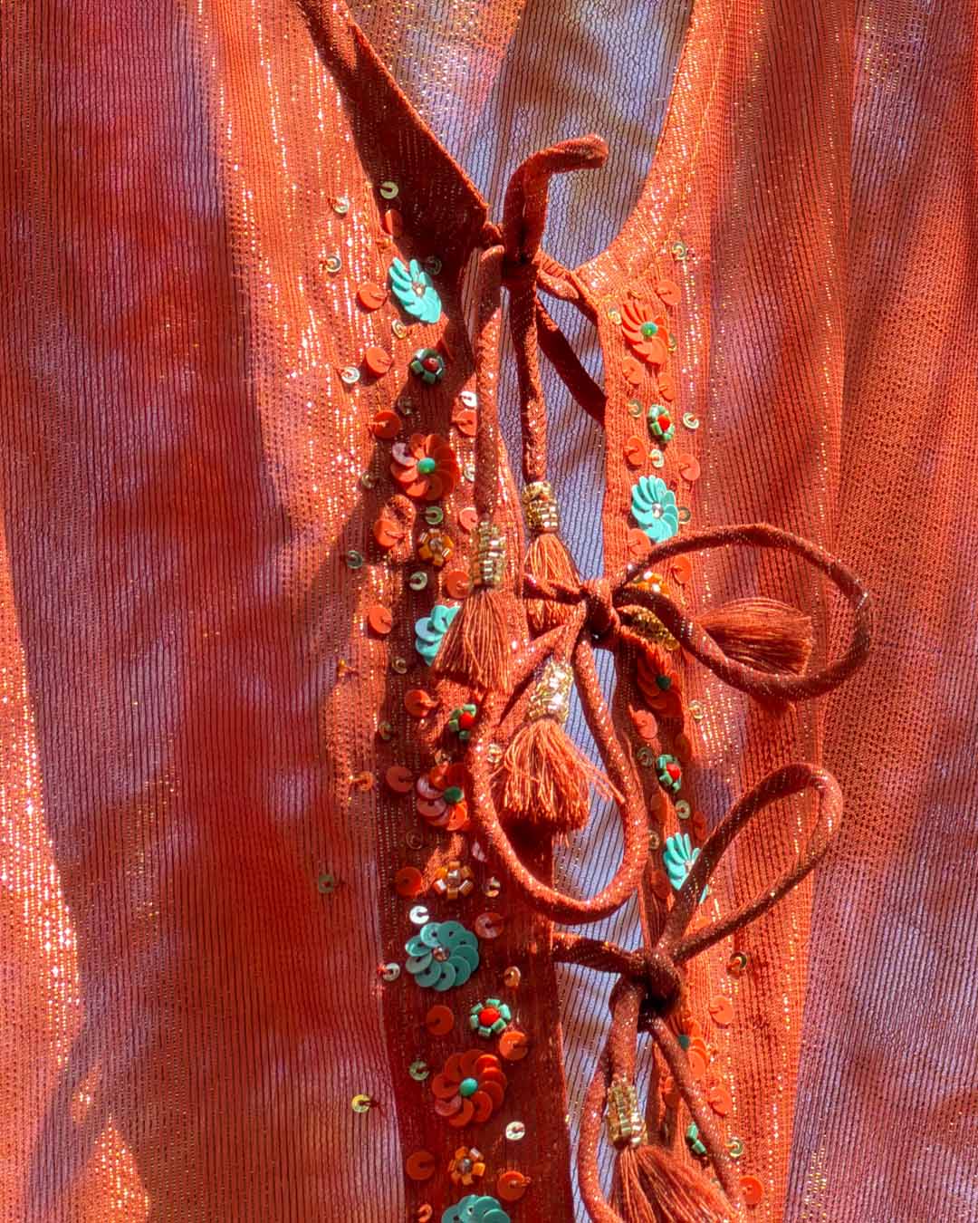 Burnt Orange Georgette Shimmer Shirt