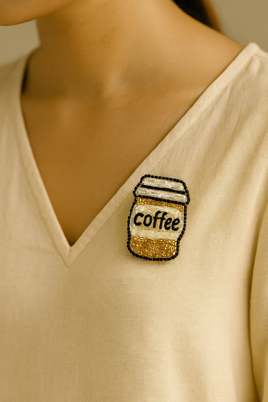 Coffee Brooch