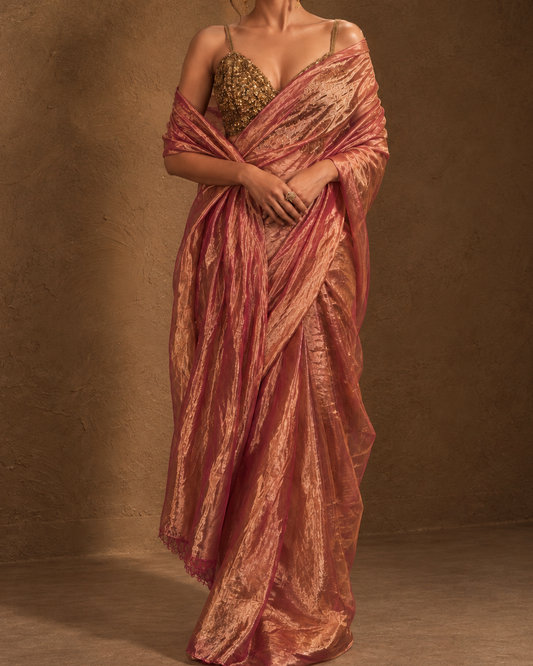 Madhuri Pre Draped Silk Tissue Saree