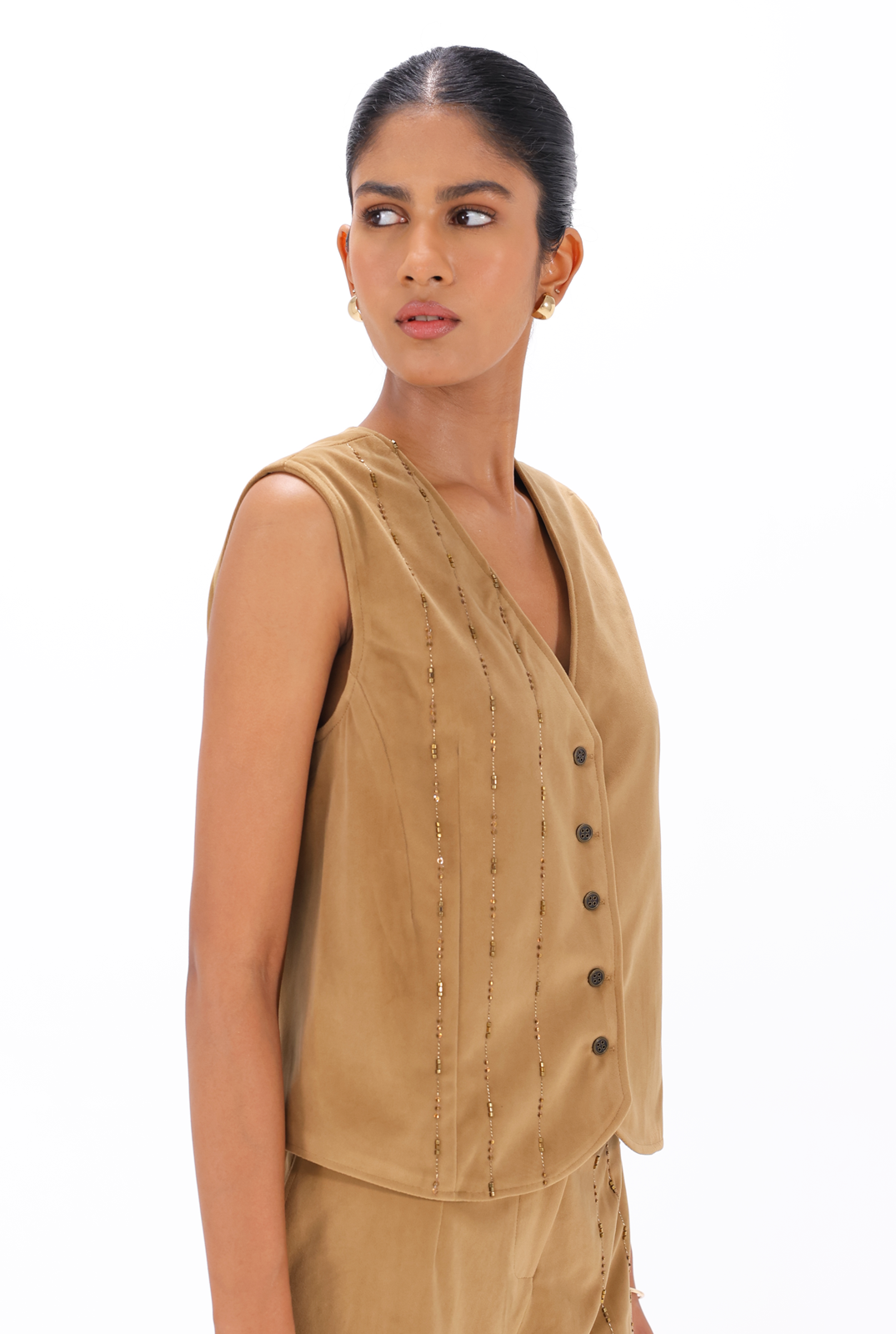 Fawn Zardozi Waistcoat