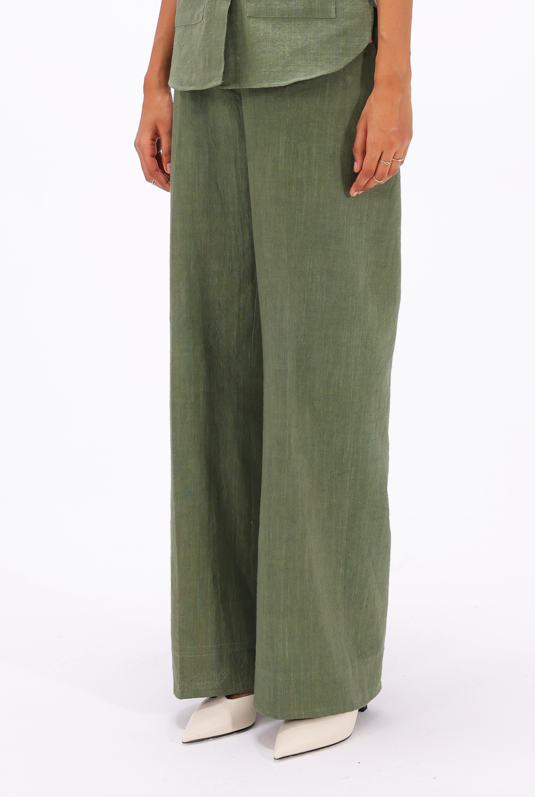 Olive Green Phulkari Trouser