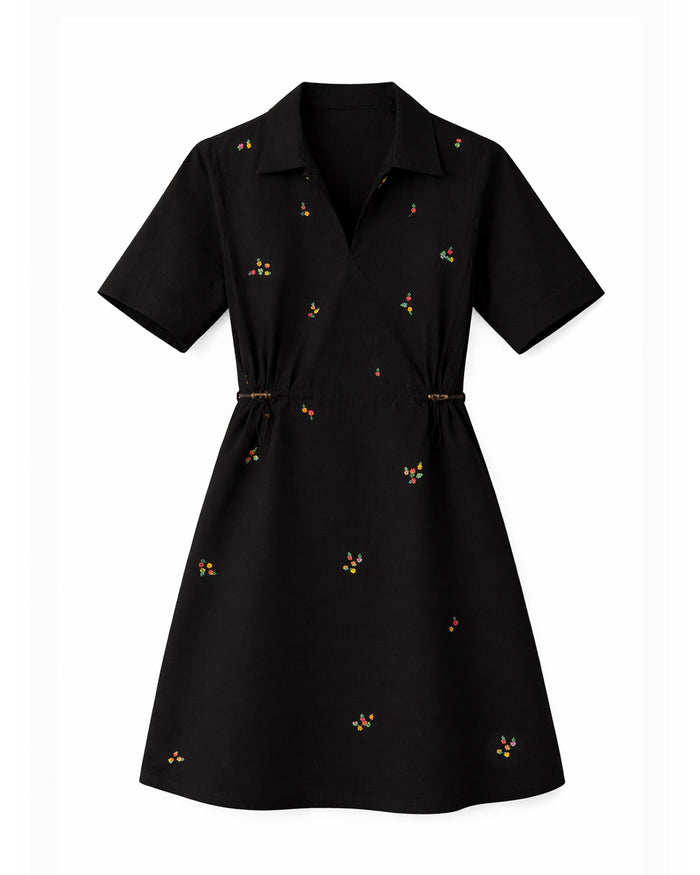 Gardenia Black Cotton Dress