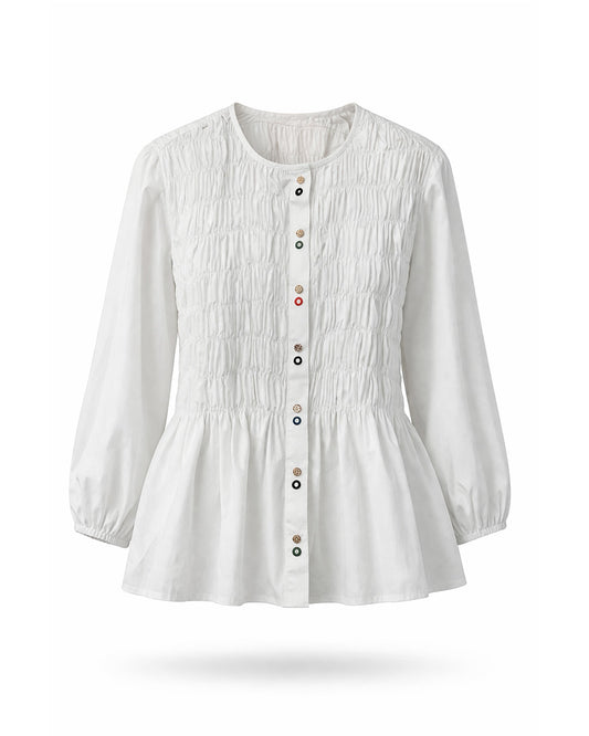 Gita Smocked Cotton Shirt
