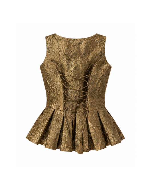 Gold Tissue Pleated Top