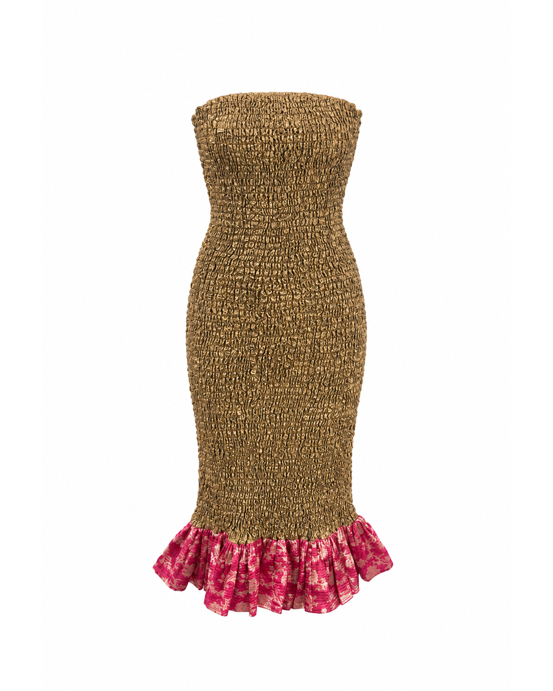 Gold Tissue Smocked Dress