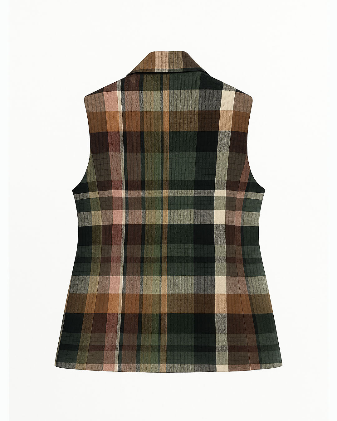 Green checks Sleeveless Blazer