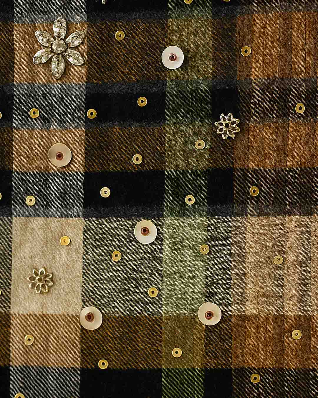 Green checks Sleeveless Blazer