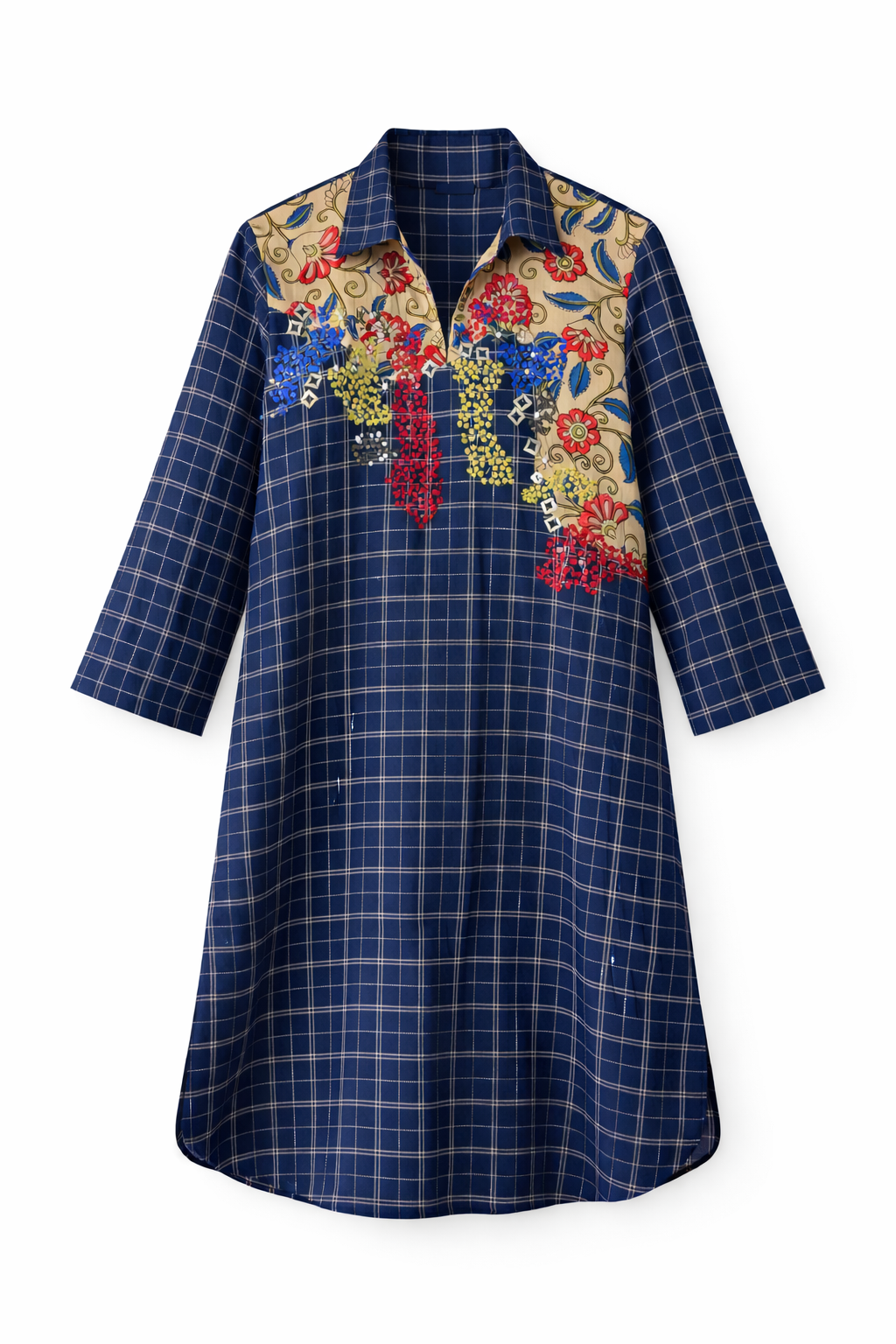 Kalamkari with Blue Checks Dress