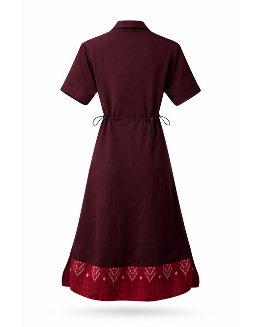 Ikat Burgundy Denim Dress