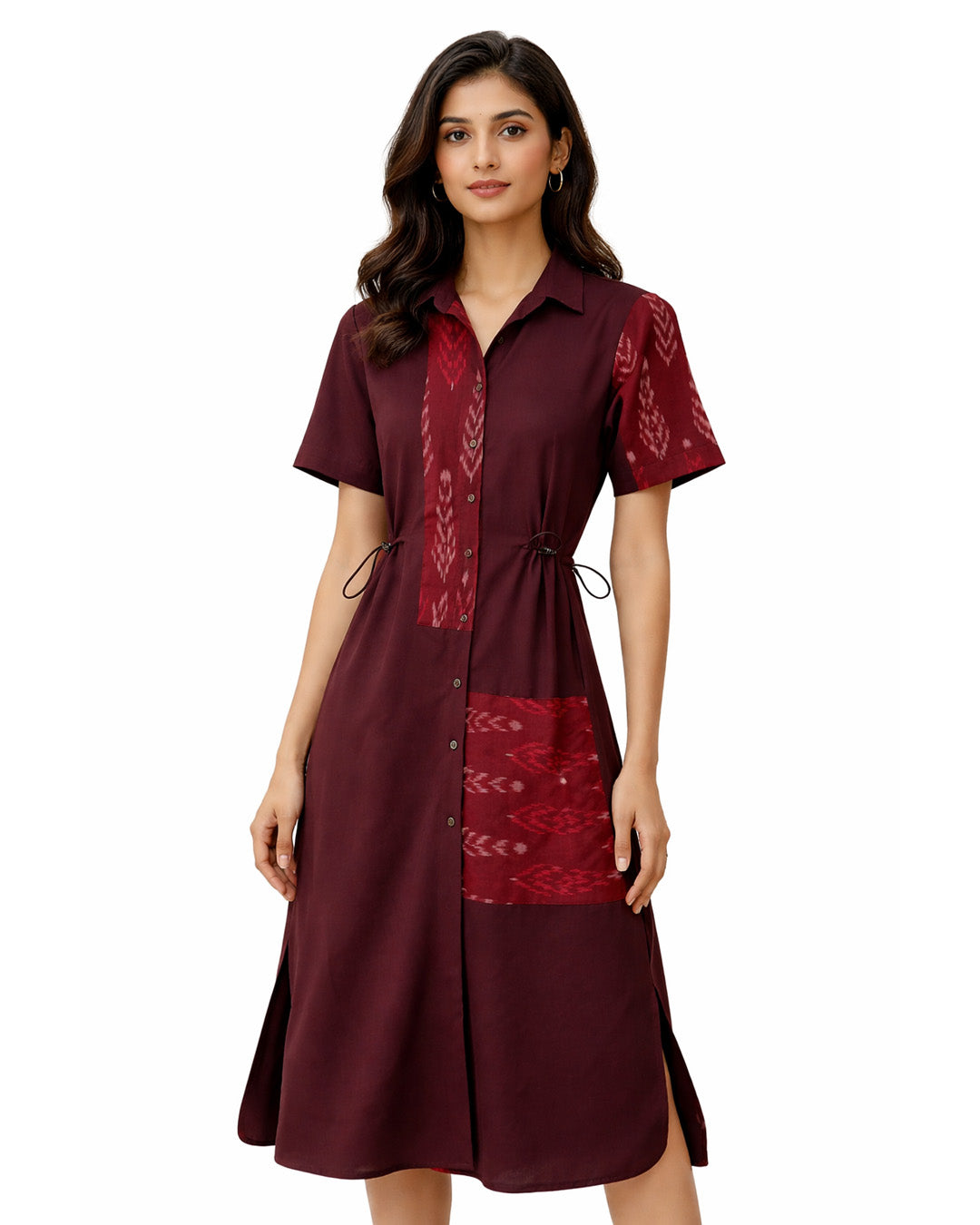 Ikat Burgundy Denim Dress