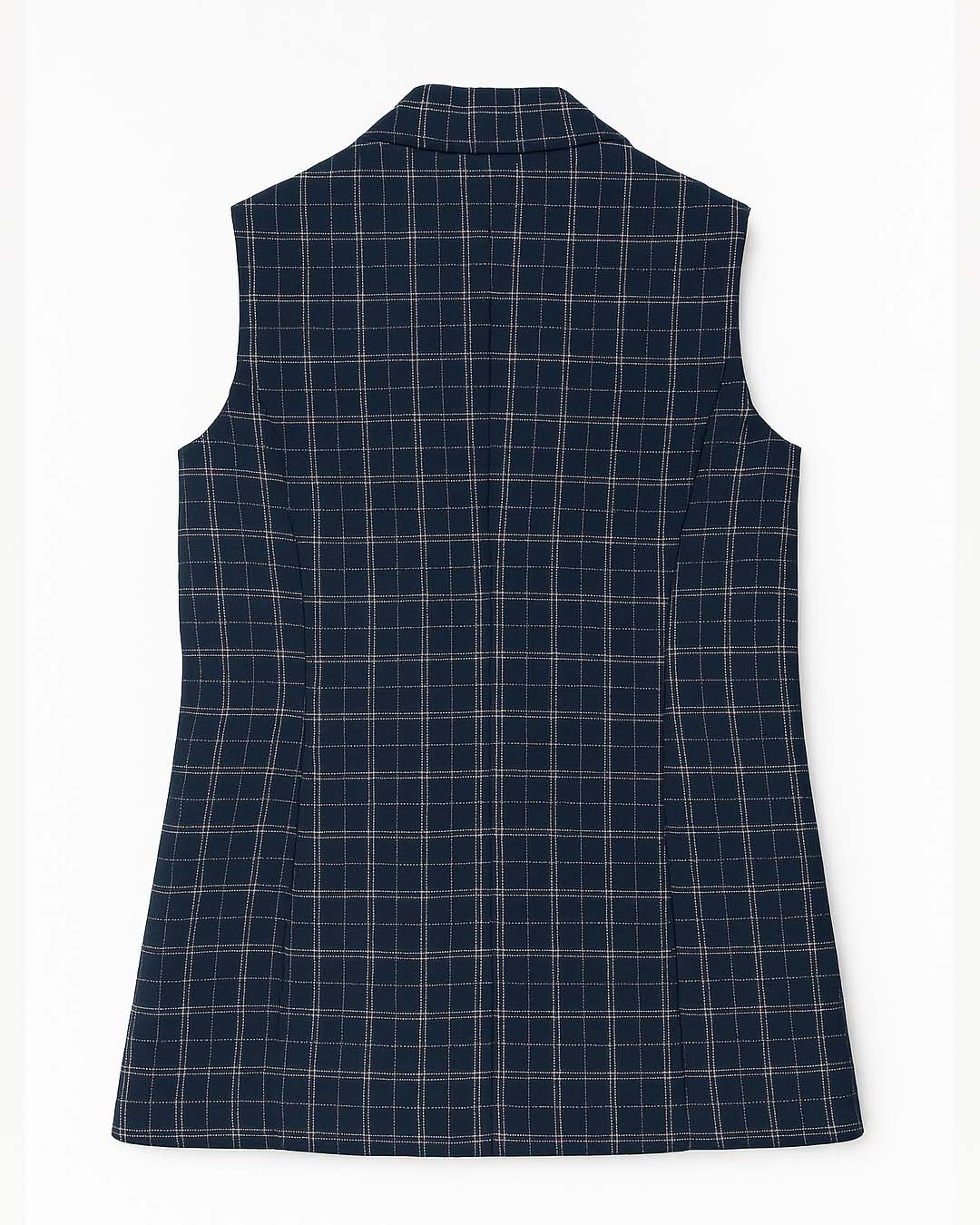 Kalamkari with Blue Checks Sleeveless Blazer