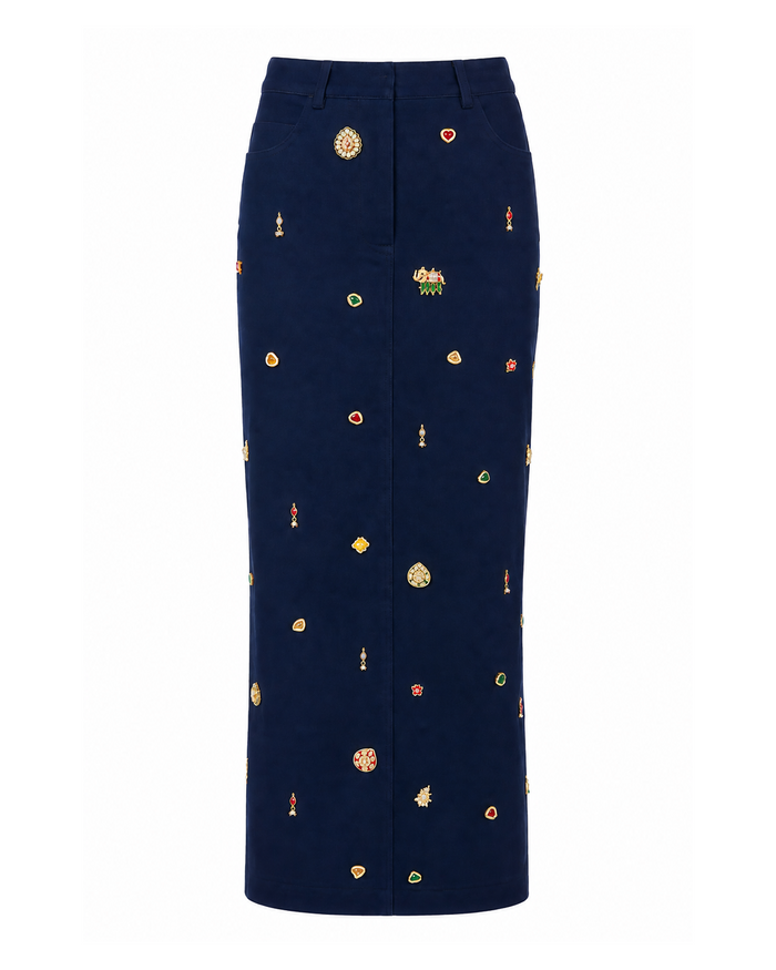 Meenakari Denim Skirt