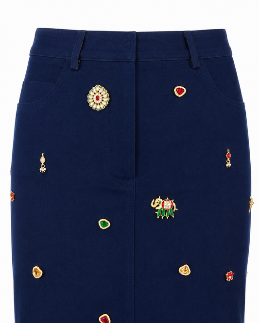 Meenakari Denim Skirt