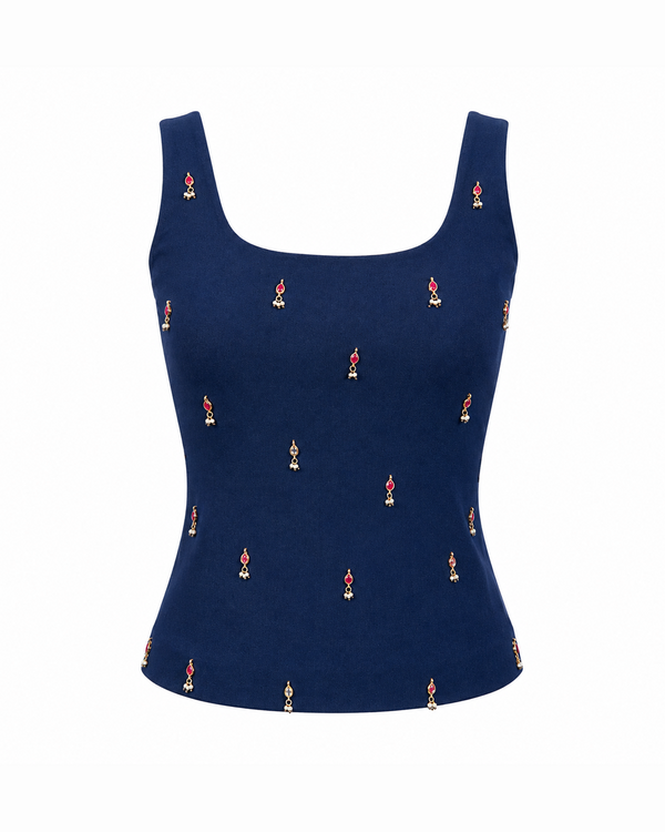 Meenakari Denim Top