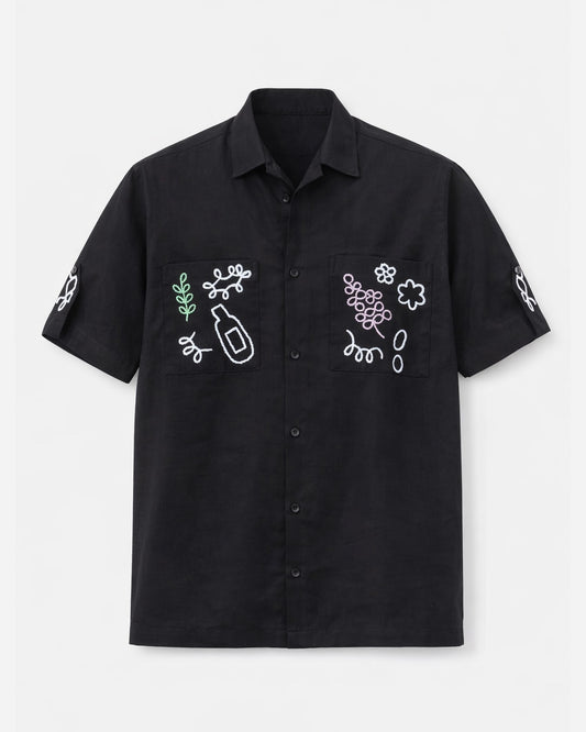 Noir Hand-illustrated Cotton Shirt