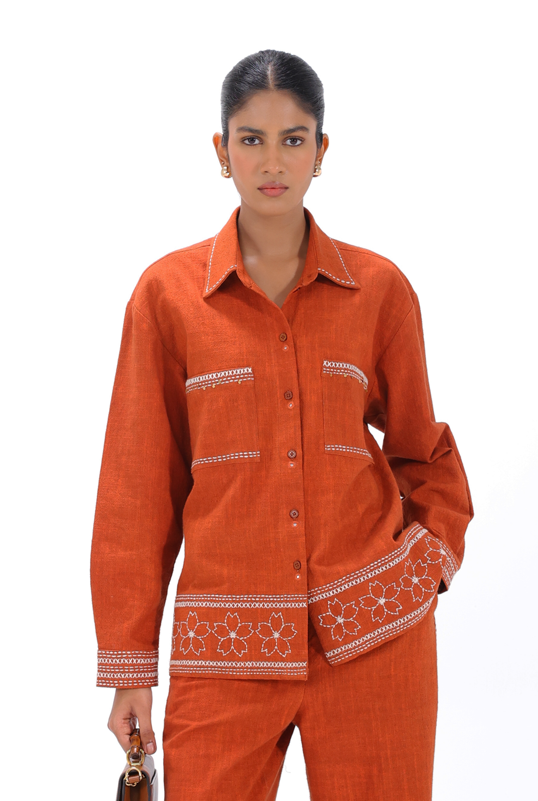 Burnt Orange Kantha Shirt