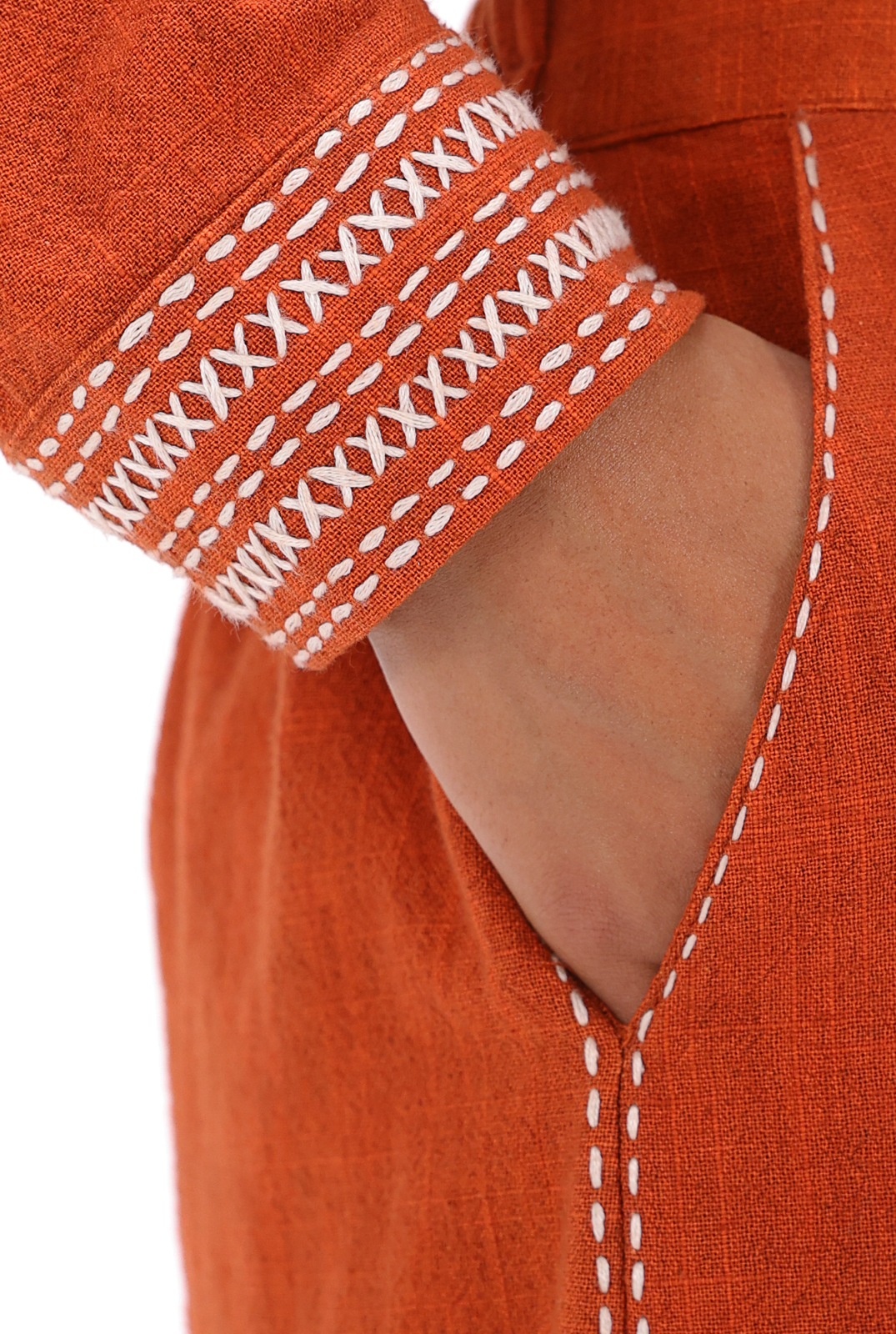 Burnt Orange Kantha Trouser