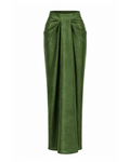 Olive Green Satin Drape Skirt