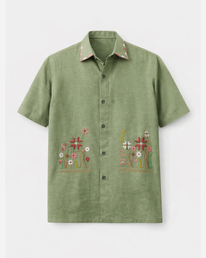 Phool Phulkari Embroidery Cotton Shirt