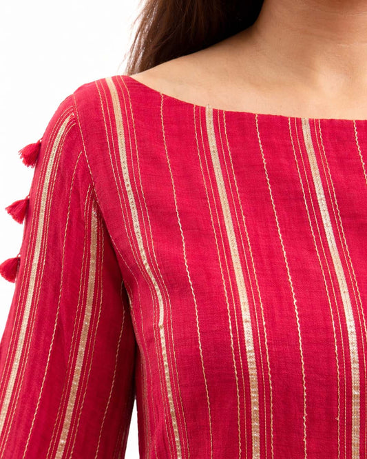 Pink Chanderi Gota Dress