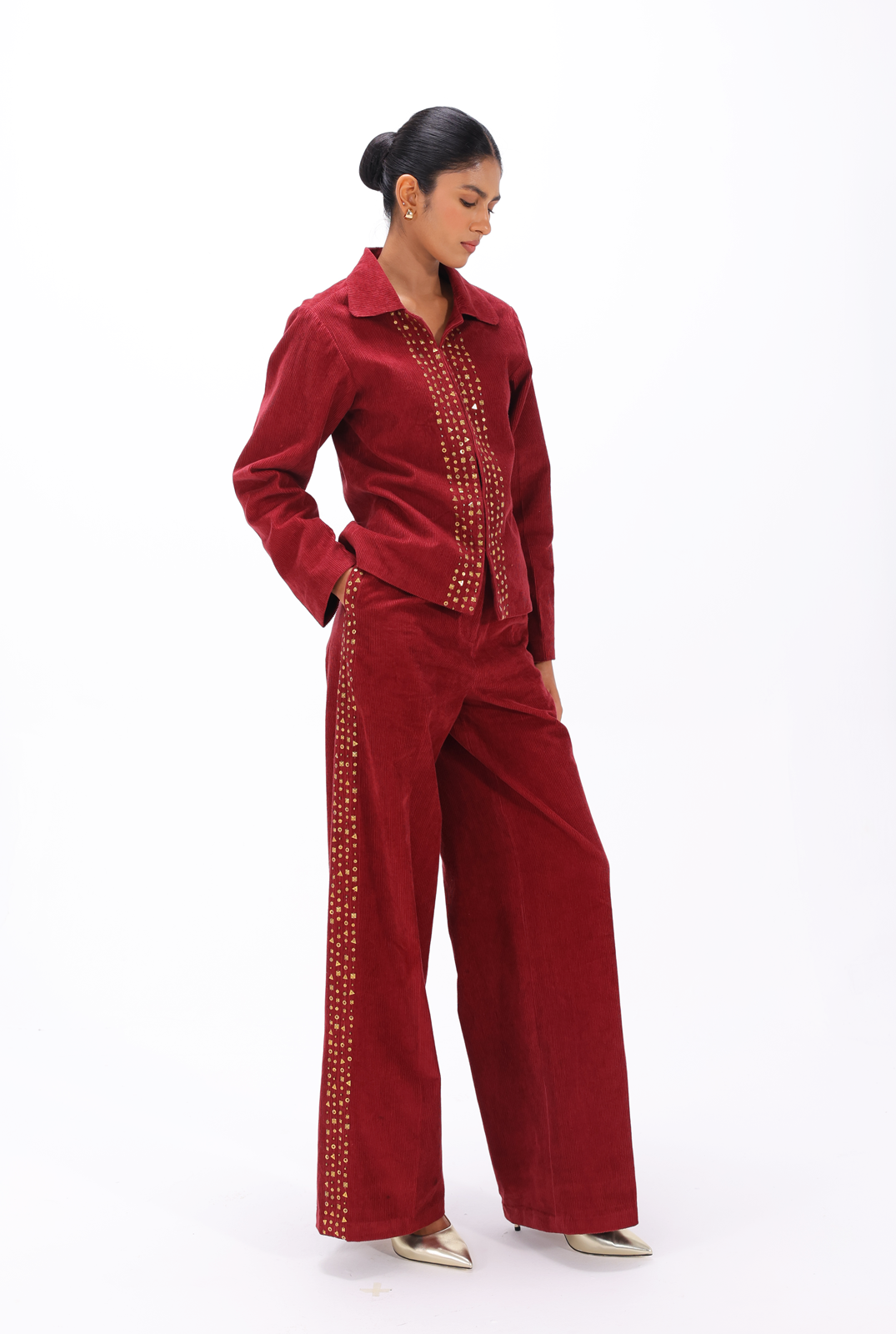 Red Aari Trouser