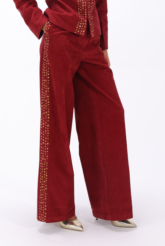 Red Aari Trouser