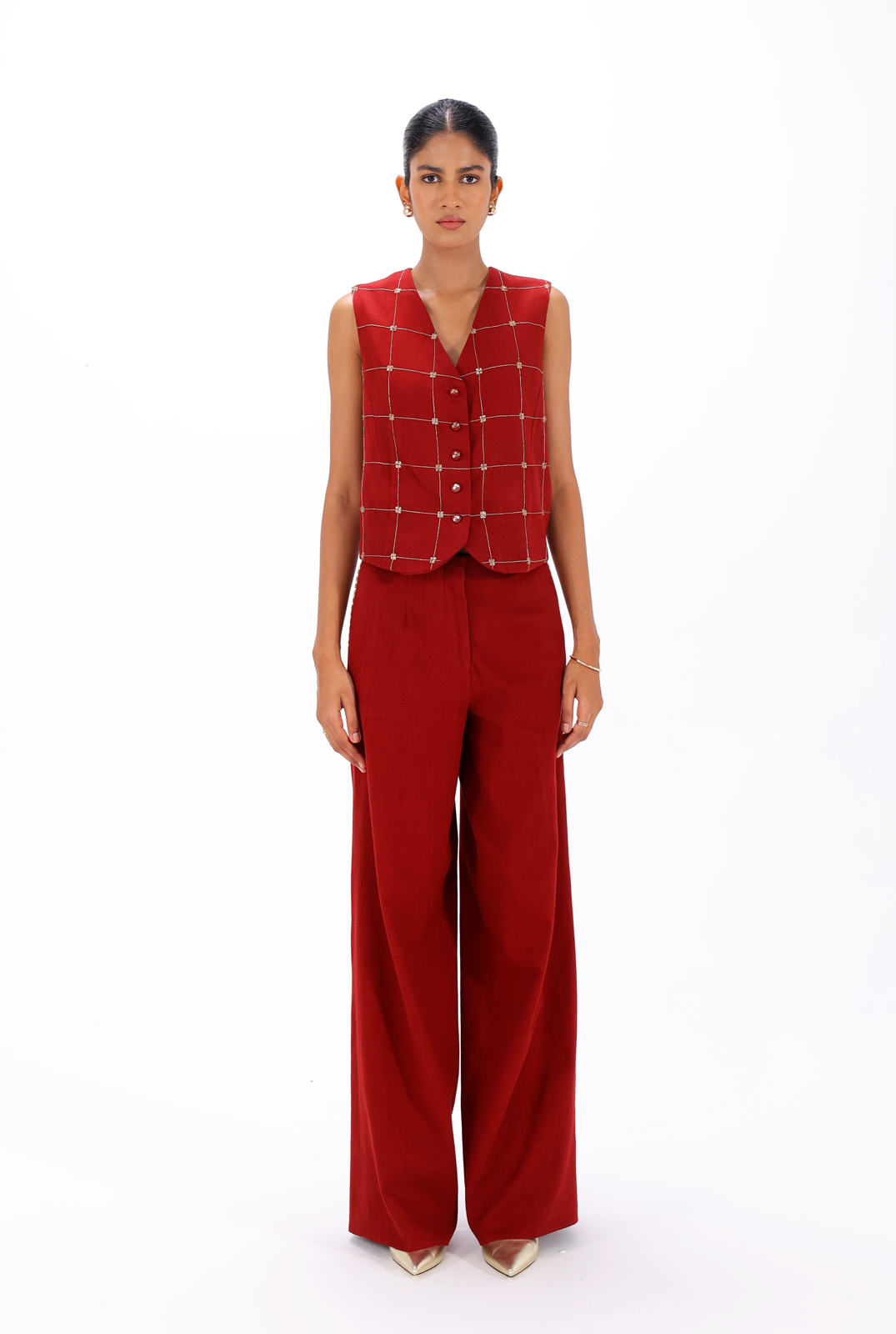 Red Zardozi Trouser