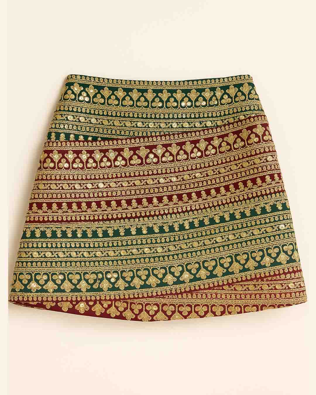 Red and Green Gota Skirt