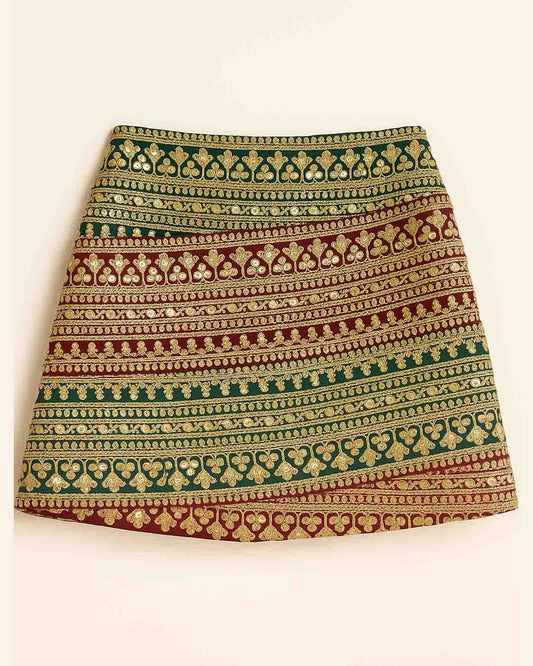 Red and Green Gota Skirt