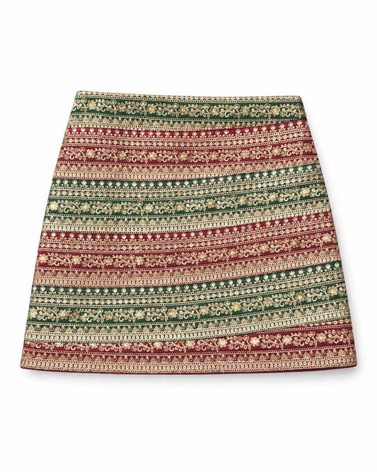 Red and Green Gota Skirt - Revisted