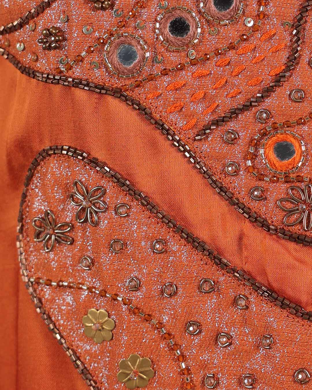 Saya Burnt Orange Applique Dress