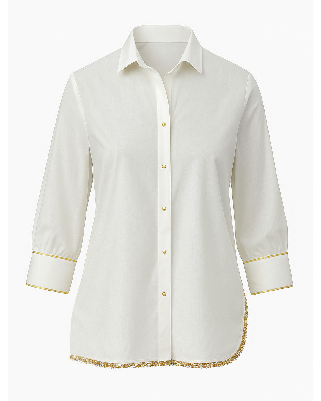 Crisp White Asymmetrical Kinari Shirt