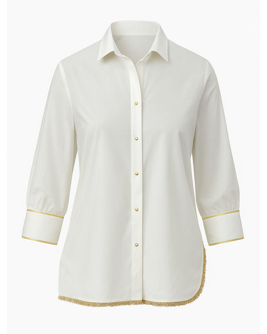 Crisp White Asymmetrical Kinari Shirt