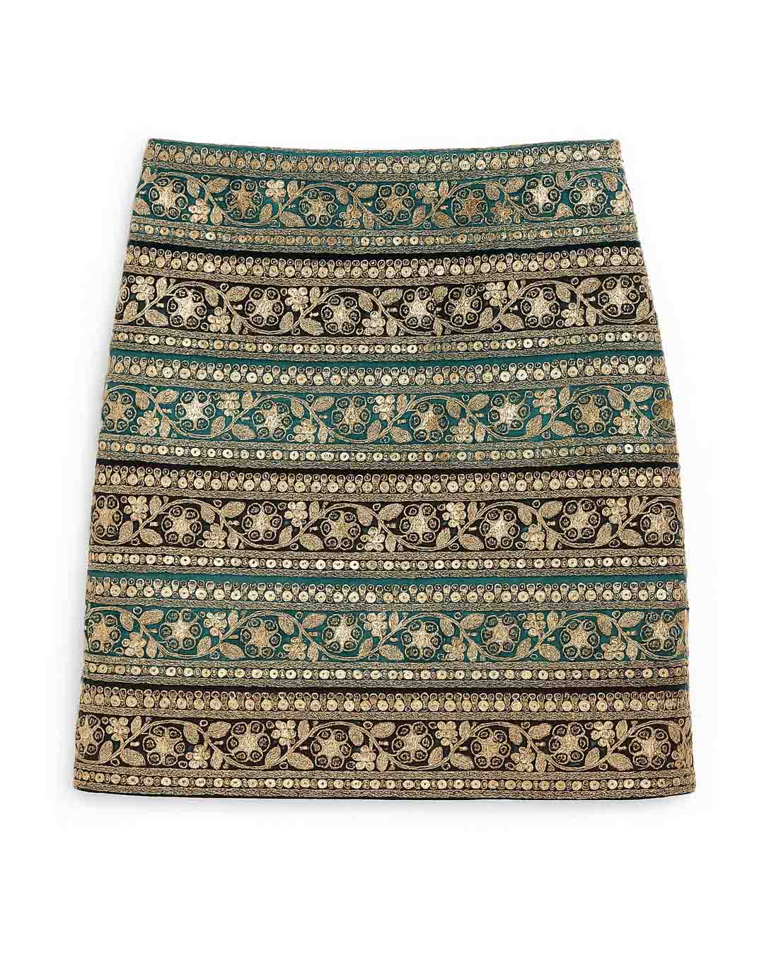 Teal and Black Gota Skirt