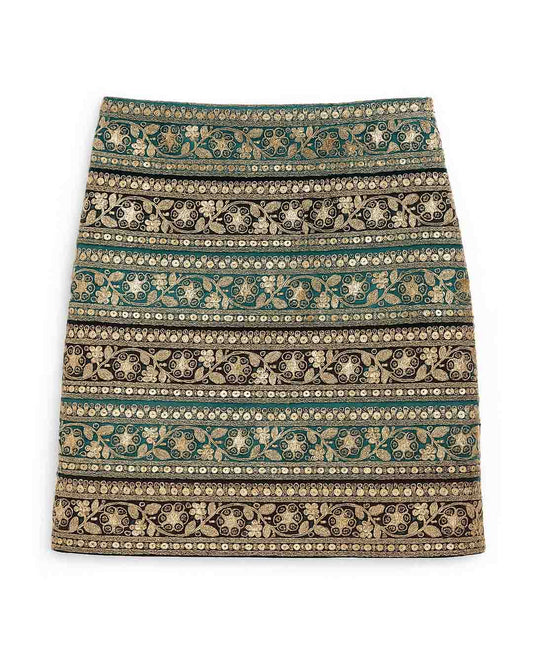 Teal and Black Gota Skirt