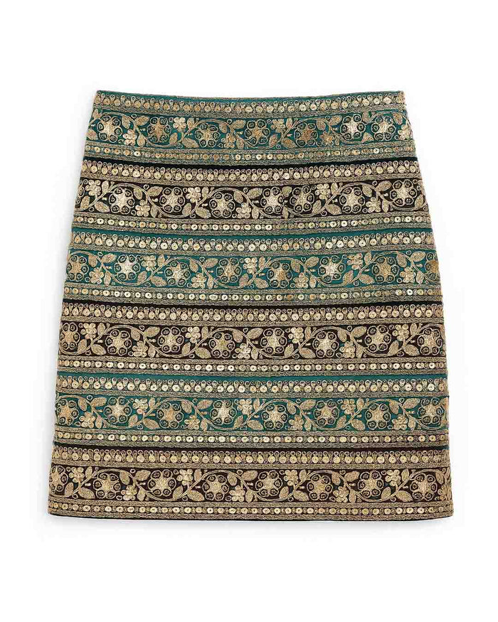 Teal and Black Gota Skirt