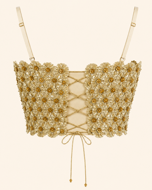 Champagne Gota Flower Top