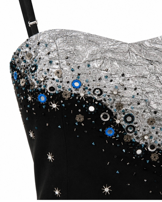 Black & Silver Corset Top