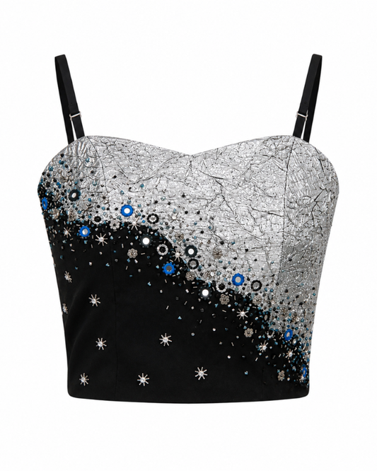 Black & Silver Corset Top