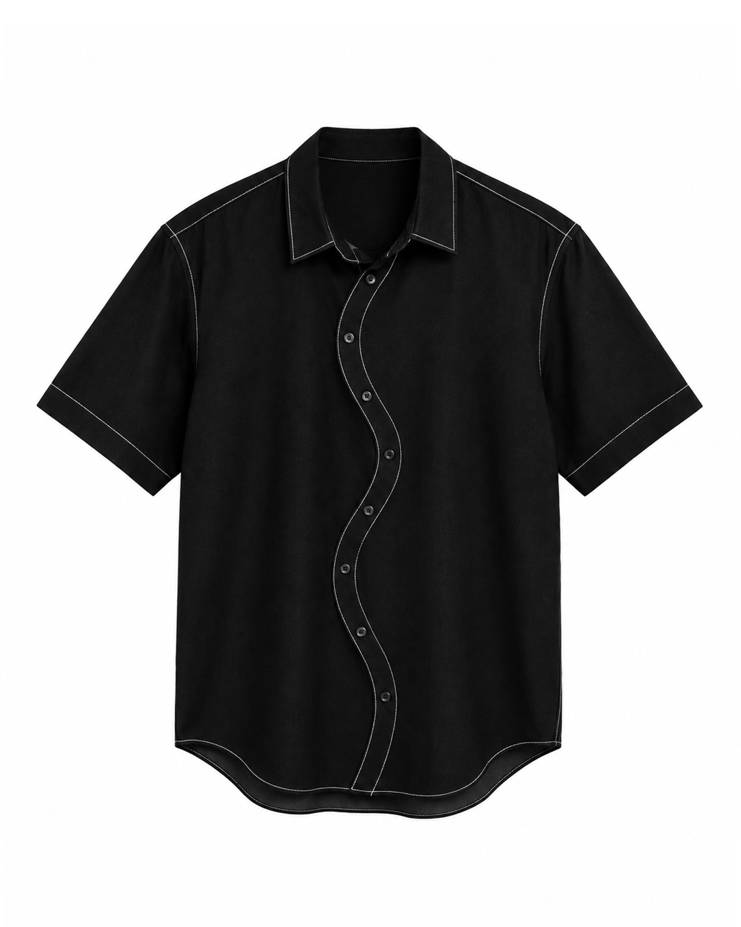 Wave Black Denim Shirt