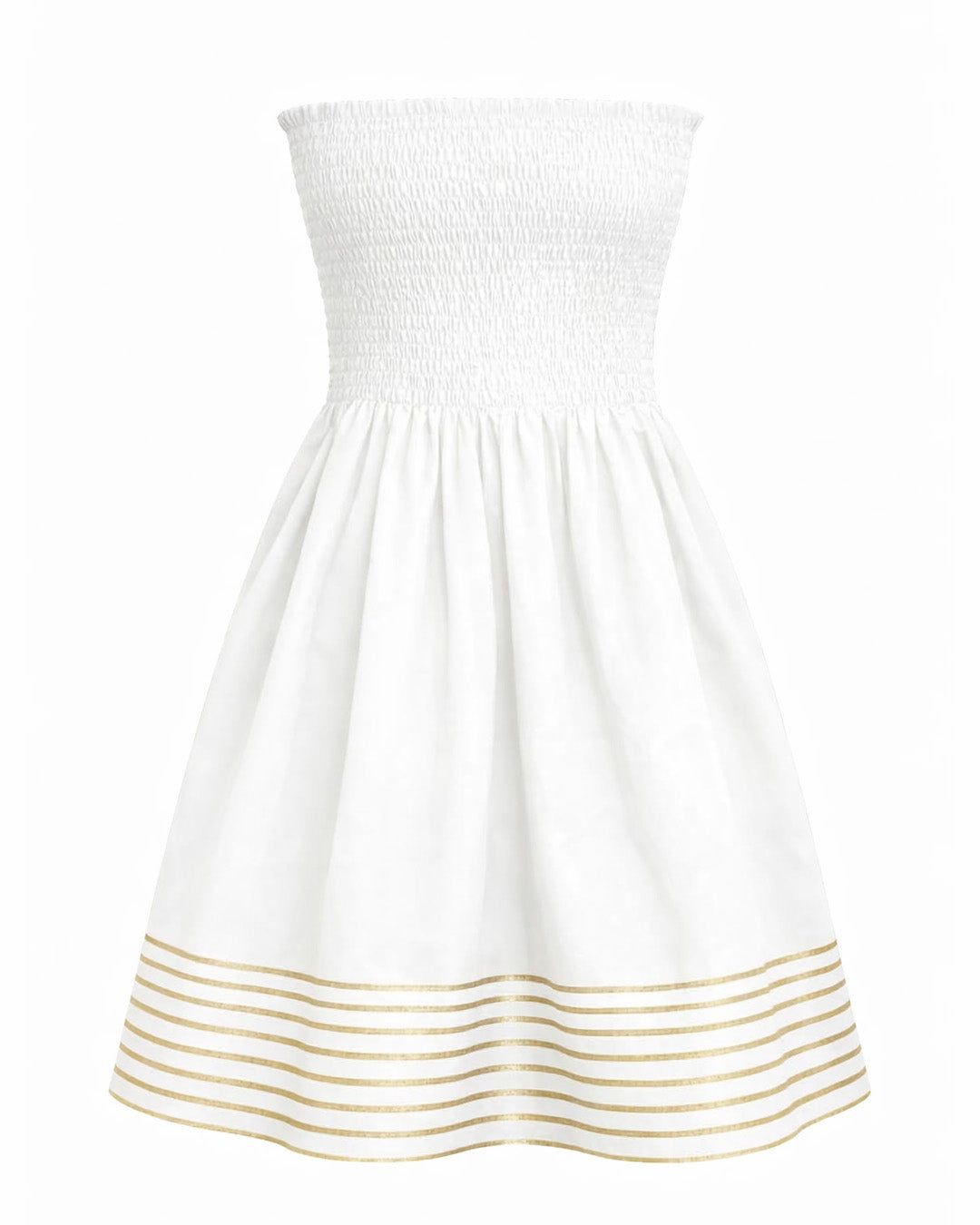 White Cotton Smocked Gota Dress