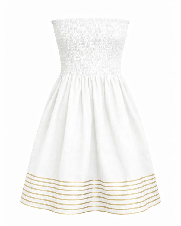 White Cotton Smocked Gota Dress