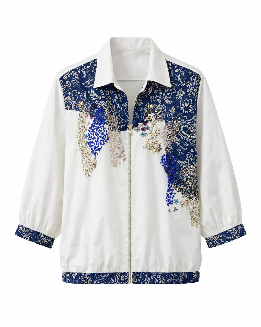 White Embroidered Cotton Shacket