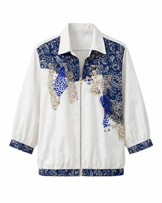 White Embroidered Cotton Shacket